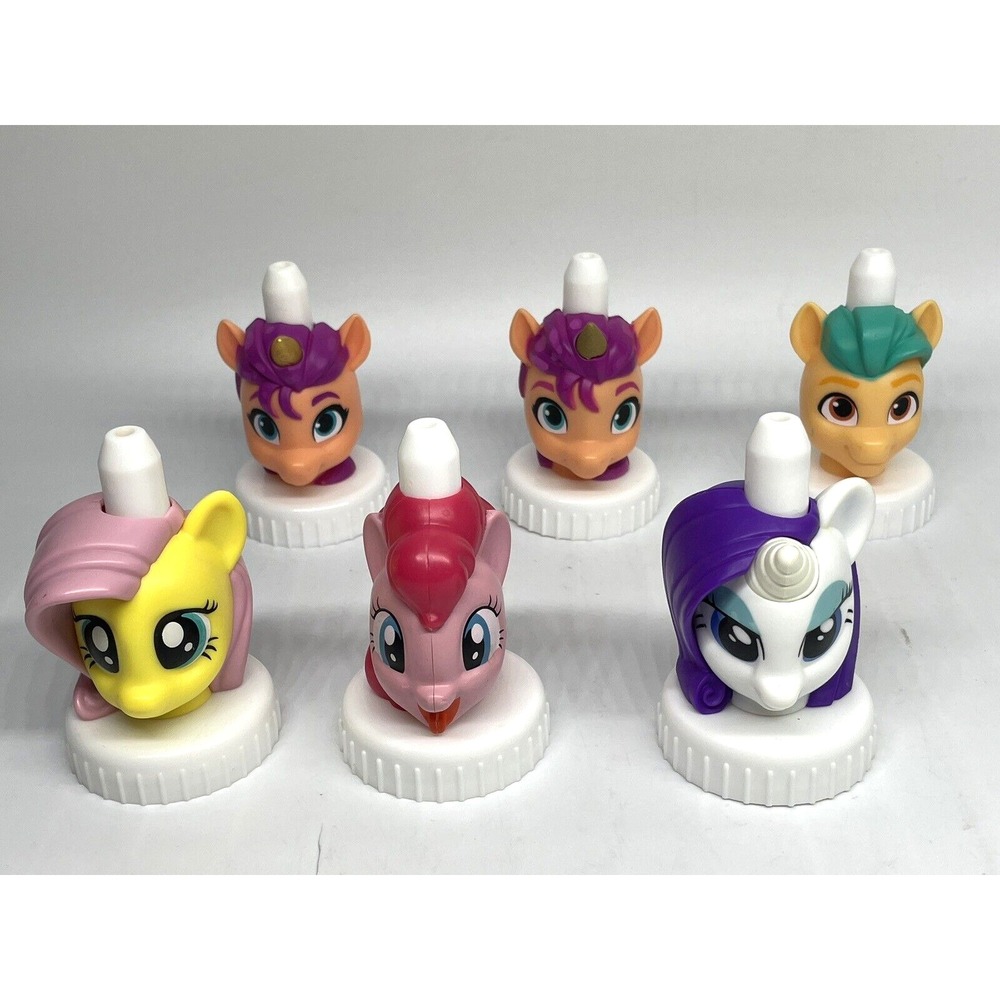 Good 2 Grow My Little Pony LOT of 6 Juice Bottle Toppers Fluttershy Pinkie Pie